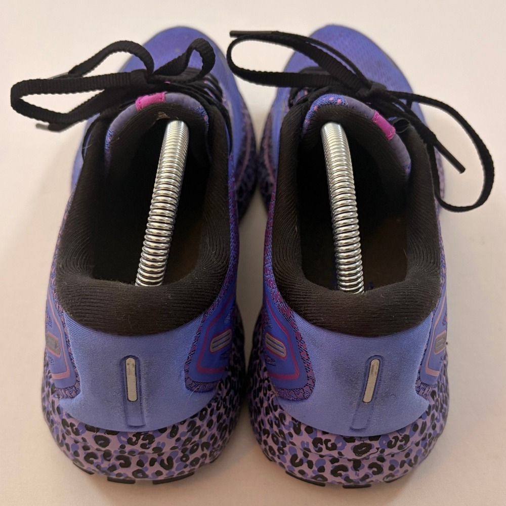 Brooks Ghost 14 Running Shoes Womens 11 Purple Leopard Print Athletic Comfort - Picture 3 of 8
